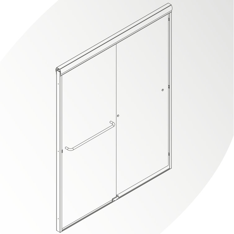 60'' Matte Black Semi-Frameless Sliding Tub Door with Clear Glass