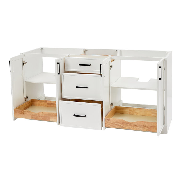 Kelly 72" White Double Freestanding Bathroom Vanity