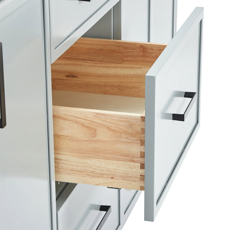 Gray Double Sink Bathroom Vanity with Quartz Top