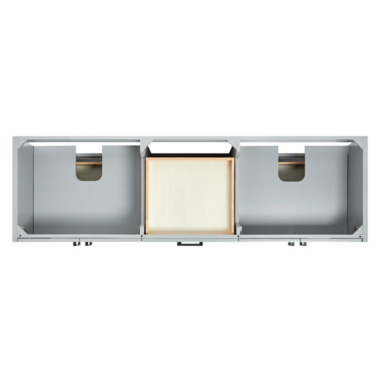 Gray Double Sink Freestanding Bathroom Vanity with Marble Top