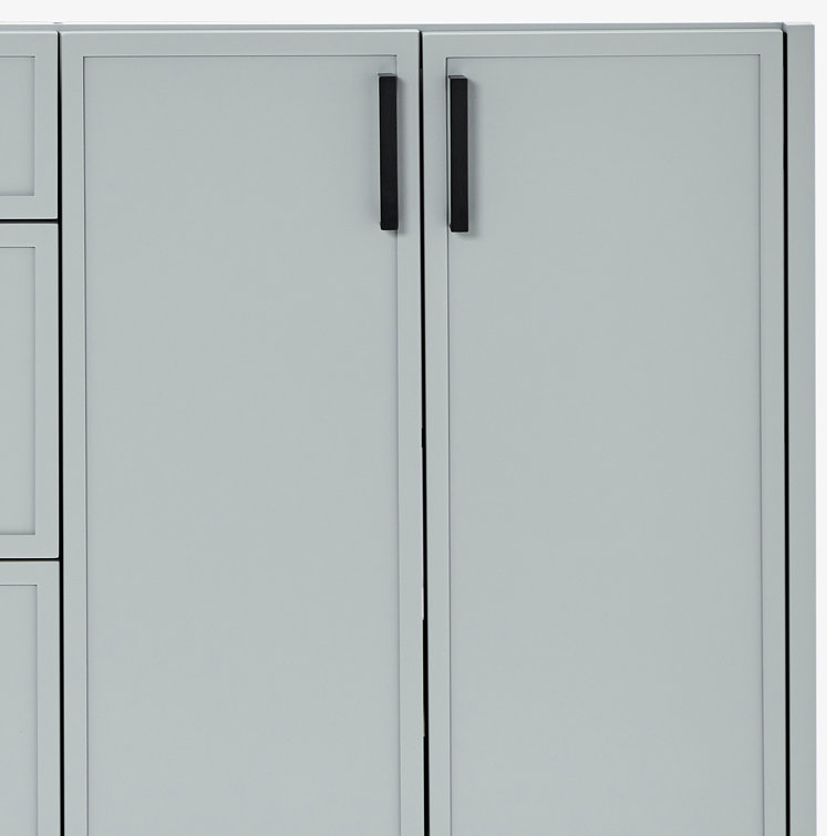 Gray Double Sink Freestanding Bathroom Vanity with Marble Top