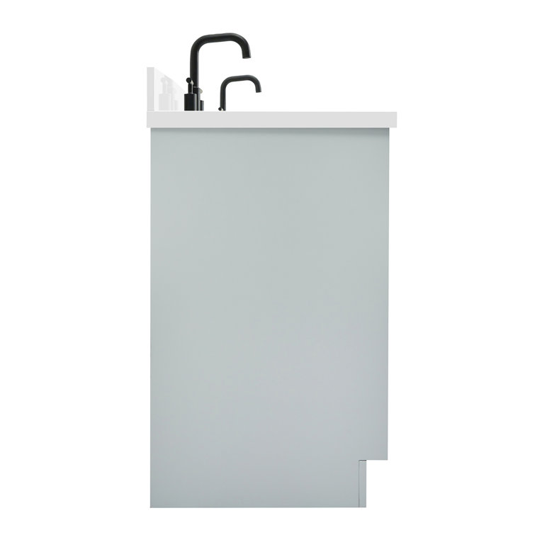 Gray Double Sink Bathroom Vanity with Quartz Top