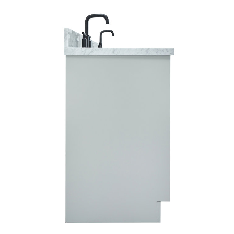 Gray Double Sink Freestanding Bathroom Vanity with Marble Top