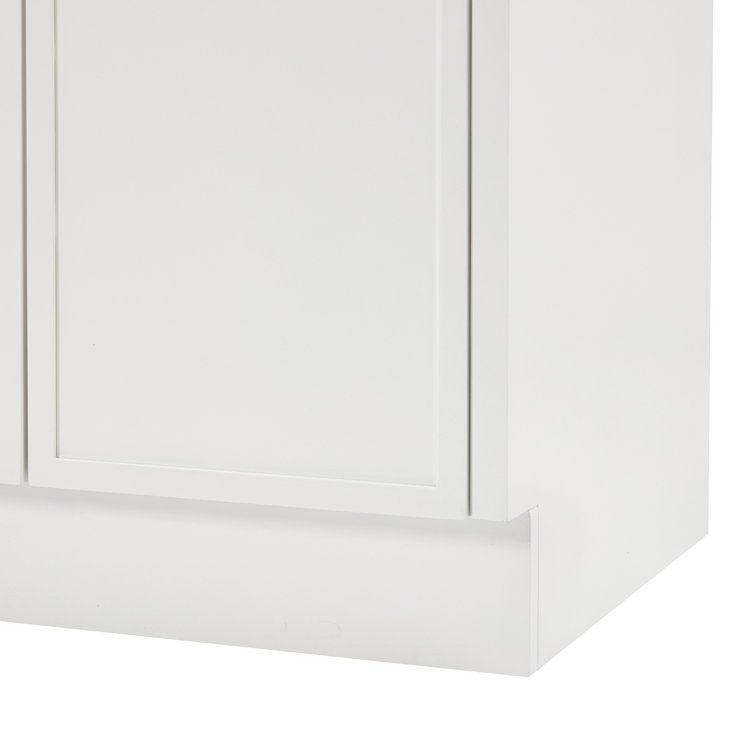 White Solid Wood Double Sink Bathroom Vanity with Carrara Quartz Top
