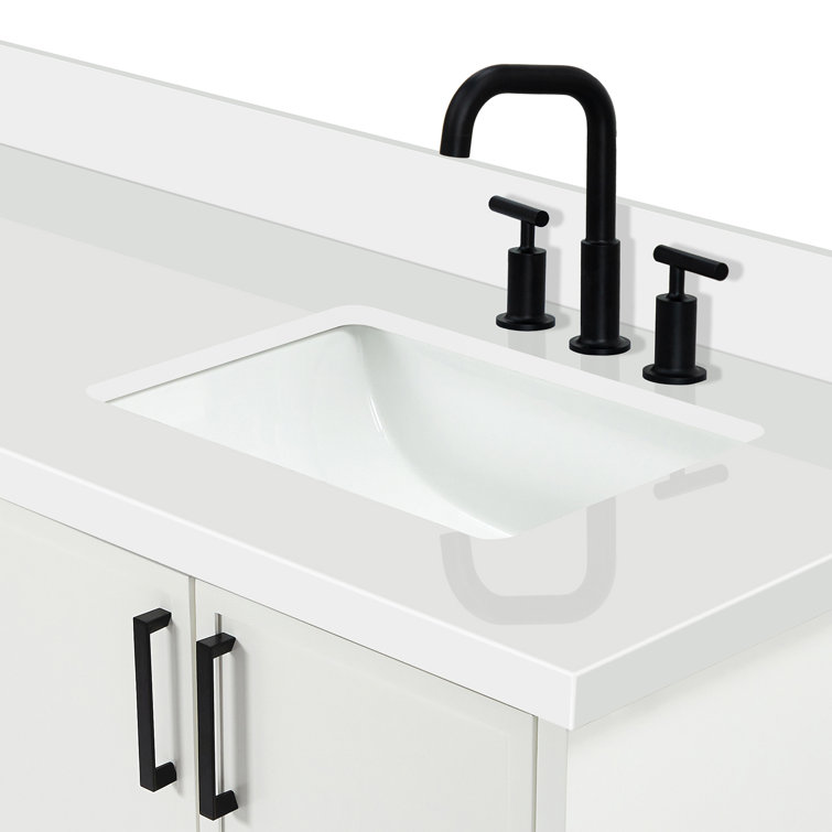 Kelly 73" White Wood Double Sink Vanity with Quartz Top