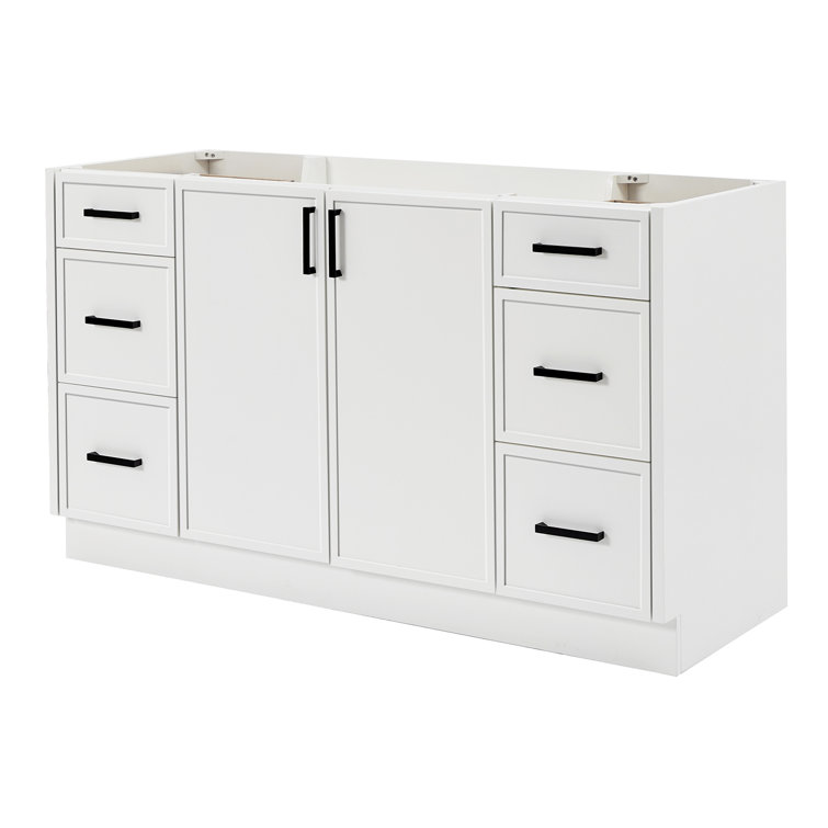 Kelly 60" White Solid Wood Freestanding Bathroom Vanity