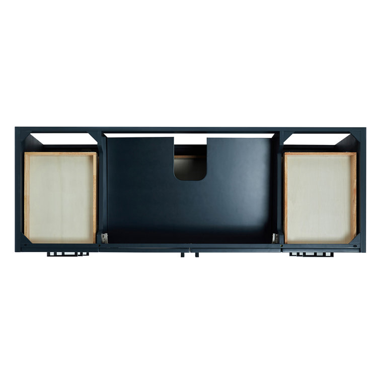 Midnight Blue Solid Wood 60" Freestanding Bathroom Vanity