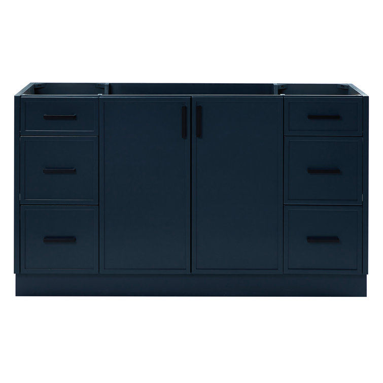 Midnight Blue Solid Wood 60" Freestanding Bathroom Vanity