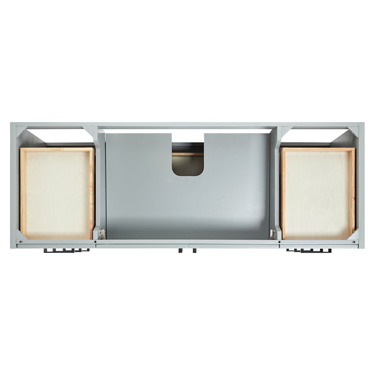 Gray Solid Wood Single Sink Bathroom Vanity with Carrara Quartz Top