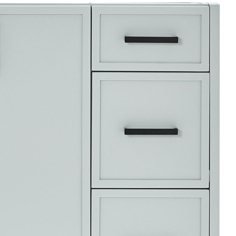 Gray Solid Wood Single Sink Bathroom Vanity with Carrara Quartz Top