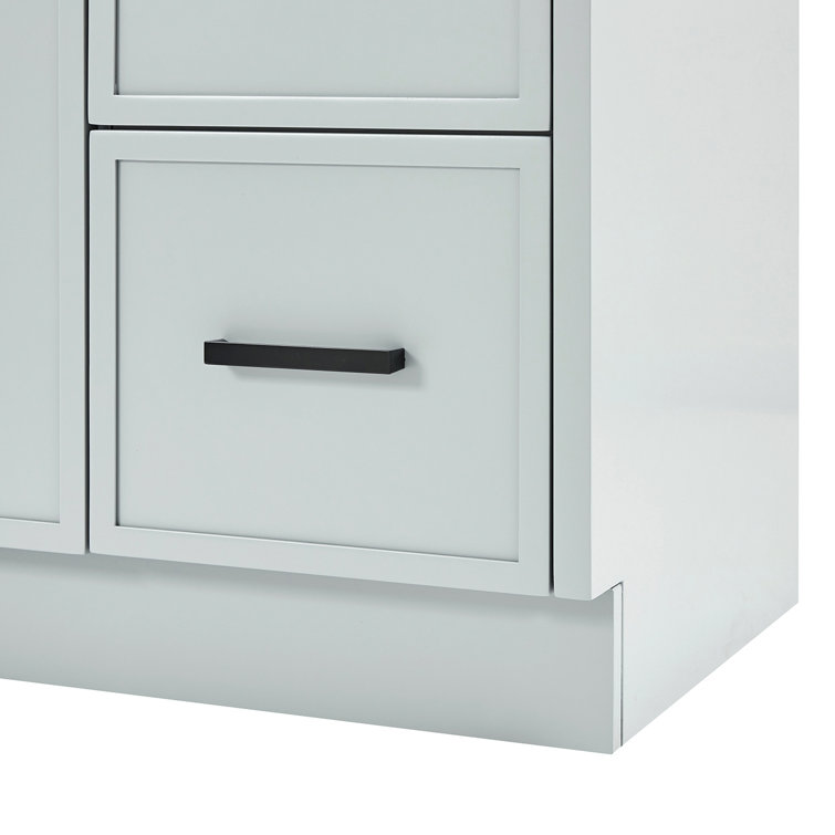 Gray Solid Wood Single Sink Bathroom Vanity with Carrara Quartz Top
