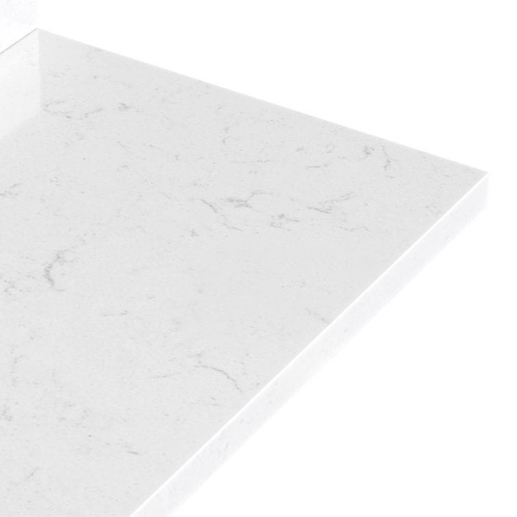Gray Solid Wood Single Sink Bathroom Vanity with Carrara Quartz Top