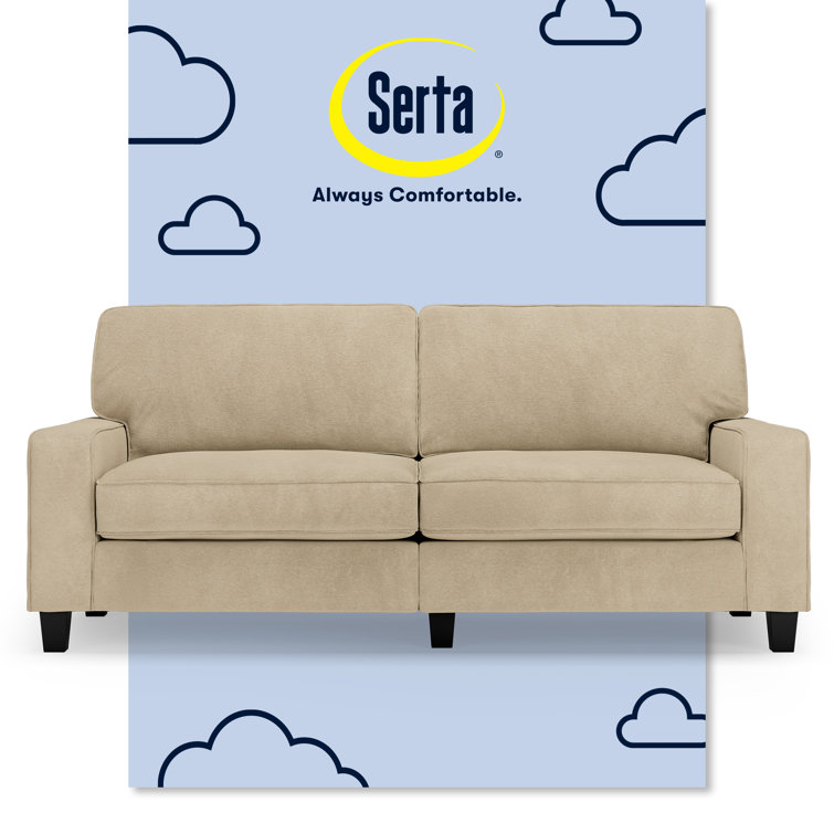 Compact Beige Microfiber Sleeper Sofa with Removable Cushions