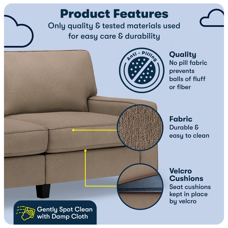 White Leather Track Arm Pillow Back Sofa, 36"