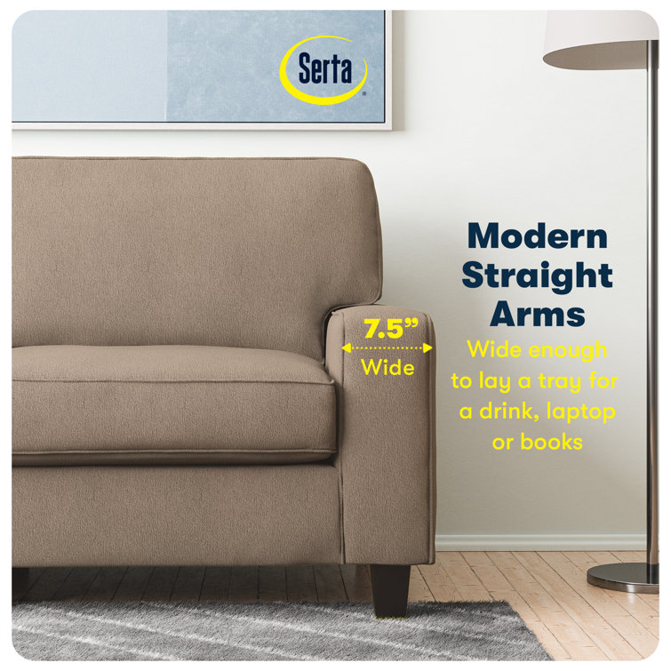 White Leather Track Arm Pillow Back Sofa, 36"