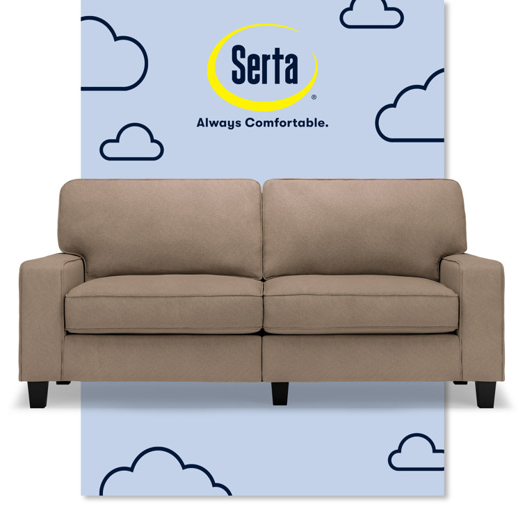 White Leather Track Arm Pillow Back Sofa, 36"