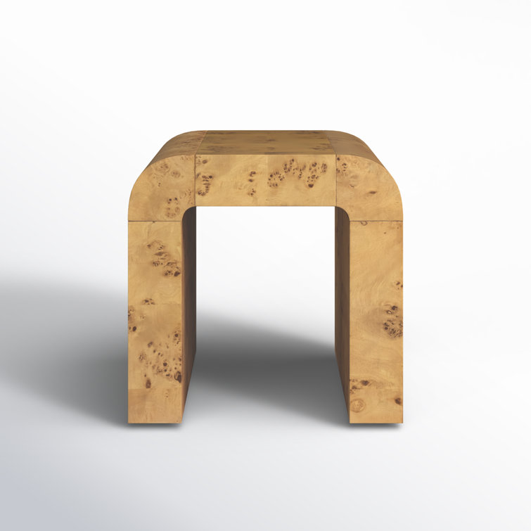 Contemporary Burl Wood & Stone Square Side Table - 20"