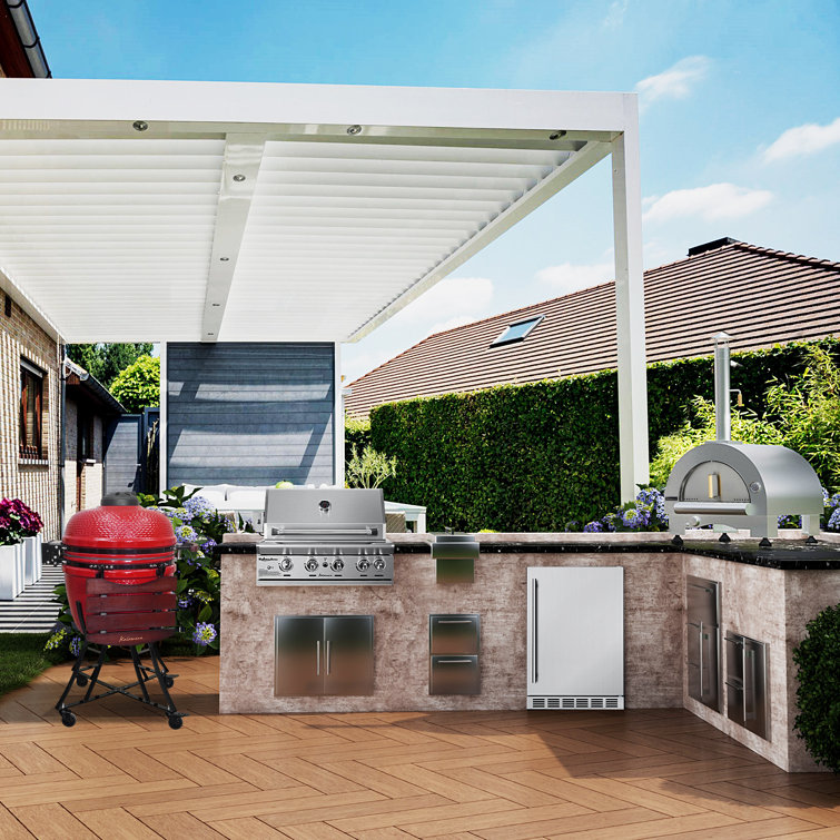 Kalamera 18'' Red Ceramic Kamado Charcoal Grill with Folding Shelves