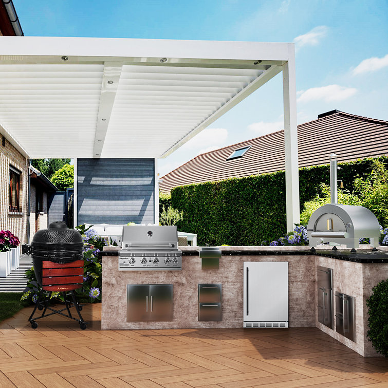 Kalamera 18'' Red Ceramic Kamado Charcoal Grill with Folding Shelves