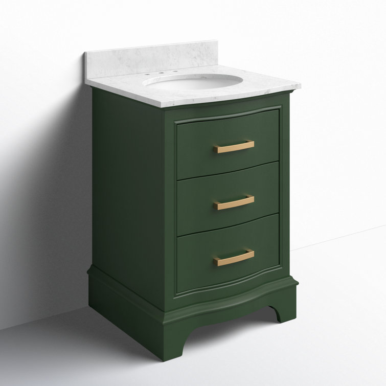 Evergreen Solid Wood Single Vanity with Marble Top