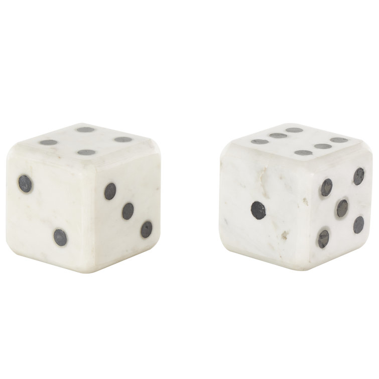 White and Black Marble Dice Bookends Set of 2