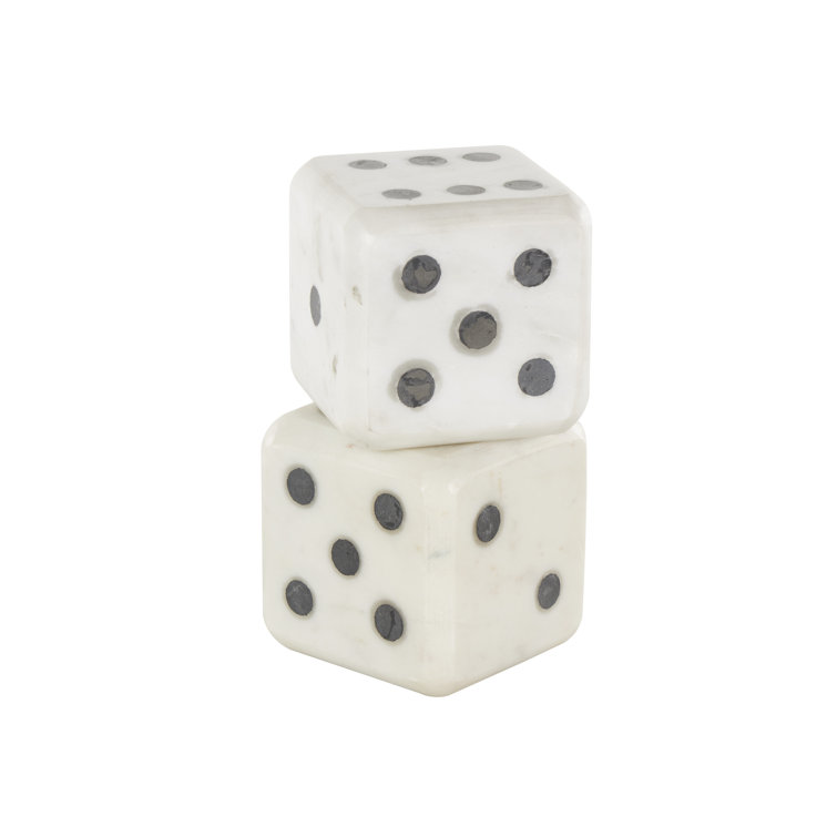 White and Black Marble Dice Bookends Set of 2