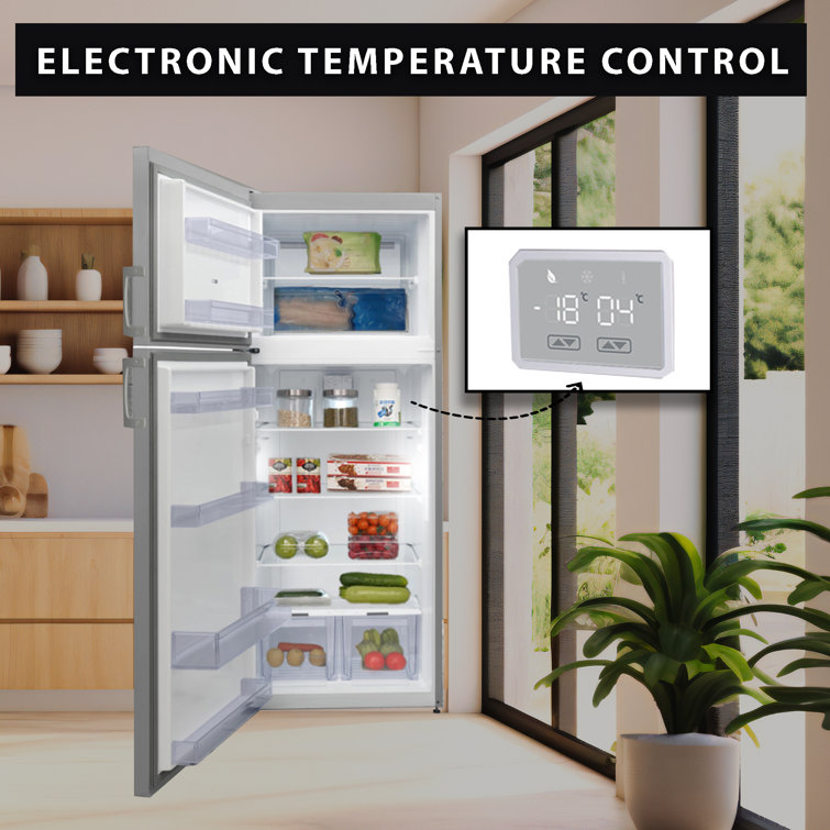 Equator Stainless Steel Energy Star Refrigerator-Freezer with Adjustable Shelves