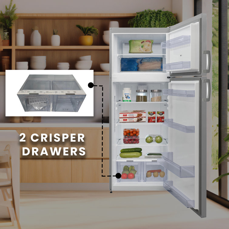Equator Stainless Steel Energy Star Refrigerator-Freezer with Adjustable Shelves