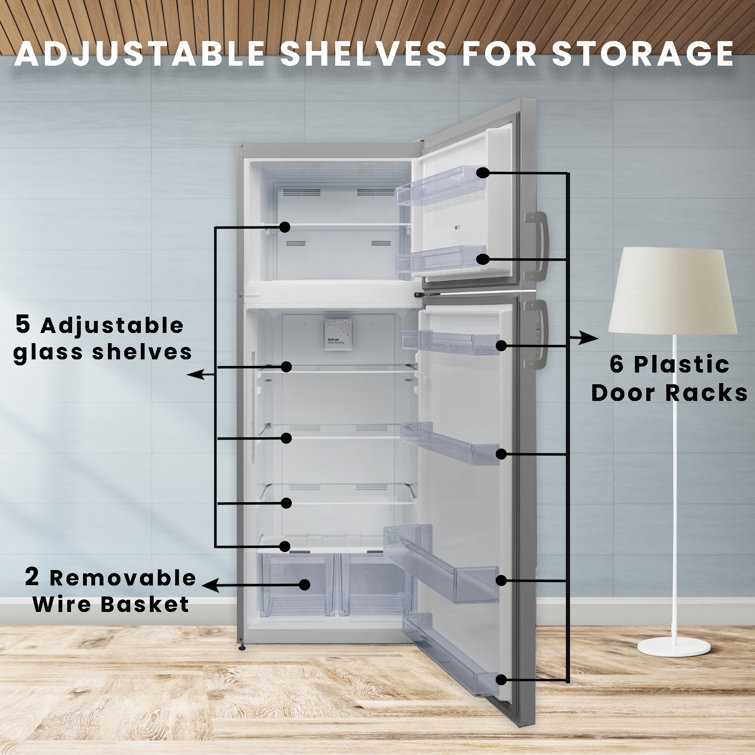 Equator Stainless Steel Energy Star Refrigerator-Freezer with Adjustable Shelves