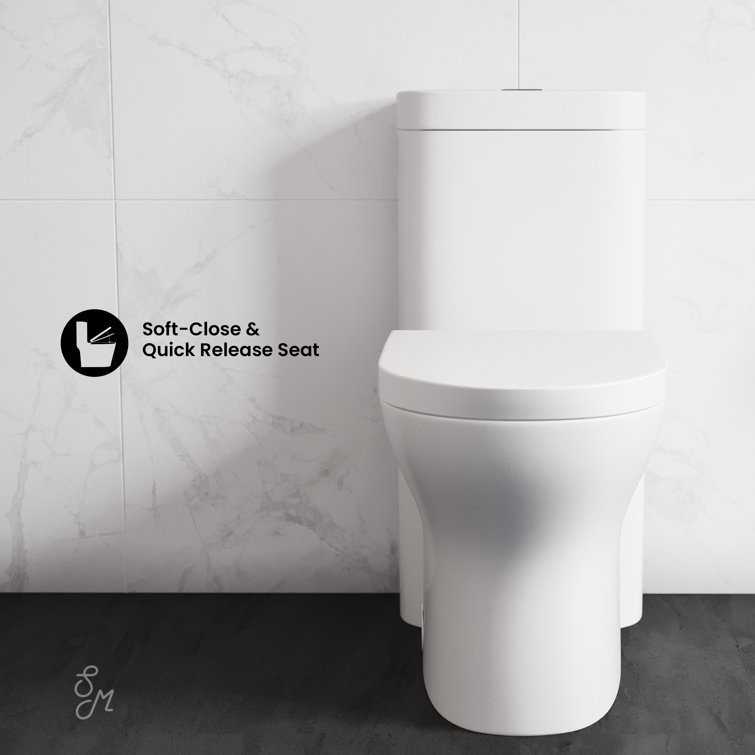 White Ceramic Elongated Dual Flush One-Piece Toilet