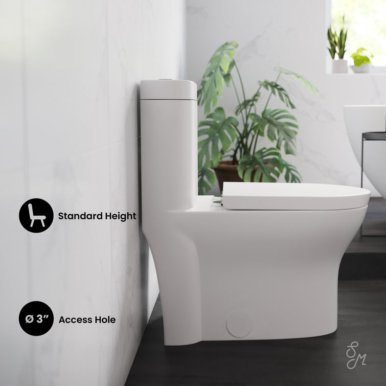 White Ceramic Elongated Dual Flush One-Piece Toilet