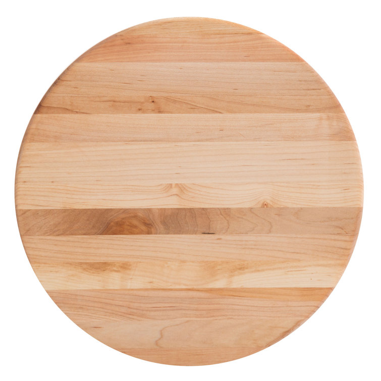 Maple Wood Round Cutting Board with Bun Feet, 12-Inch Diameter