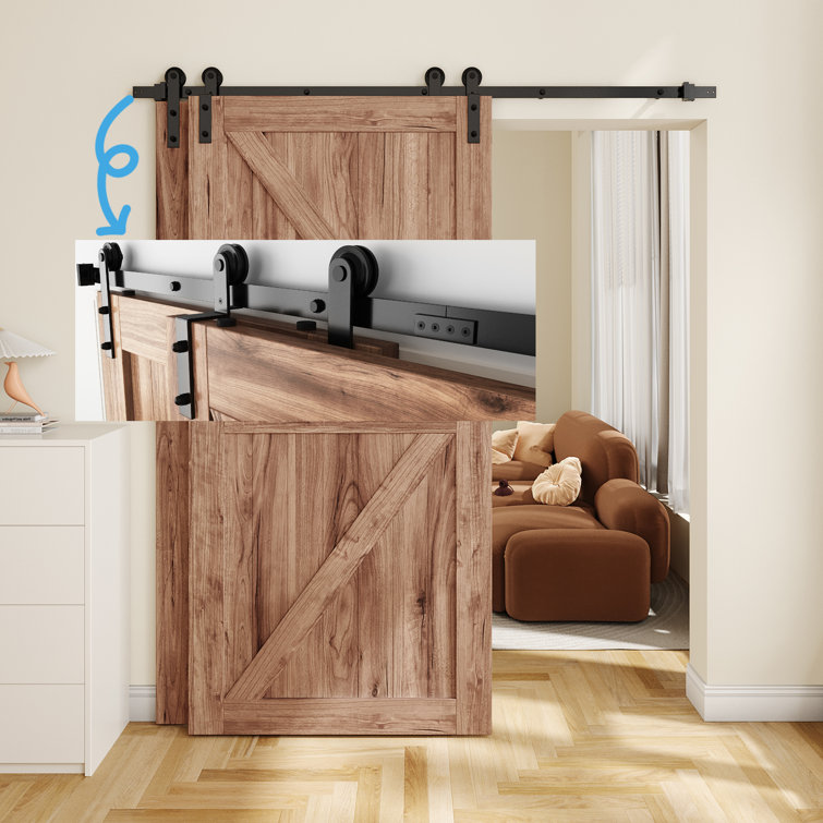 Matte Black Heavy Steel Single Track Barn Door Hardware Kit