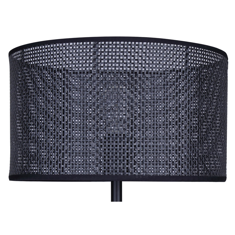 Romola 22" Black Table Lamp with Rattan Shade and 3-Way Switch