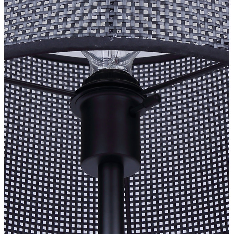 Romola 22" Black Table Lamp with Rattan Shade and 3-Way Switch