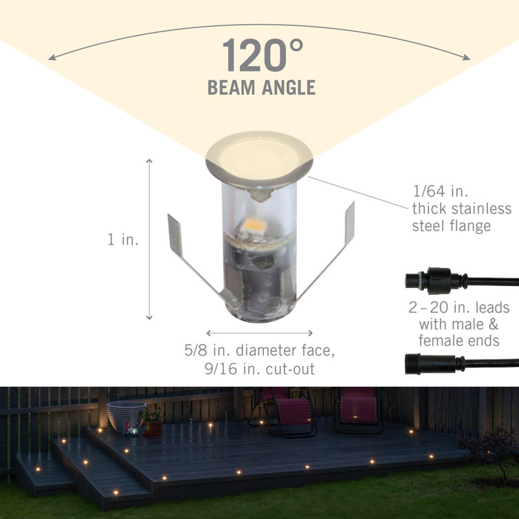 Portico White Stainless Steel Outdoor Recessed LED Light 5/8"