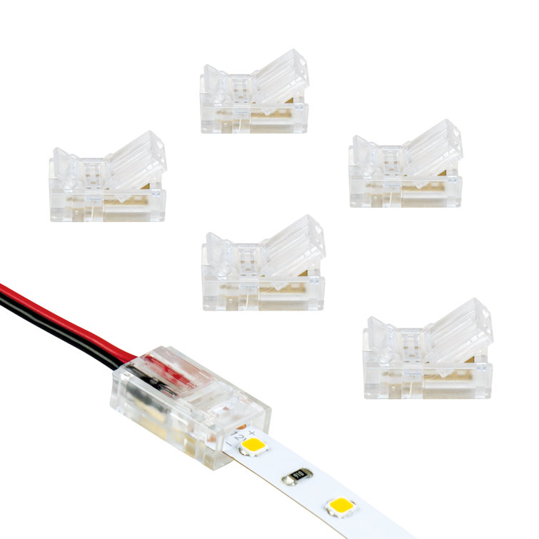 Clear Plastic 2 Pin LED Strip Light Connectors, 6 Pack