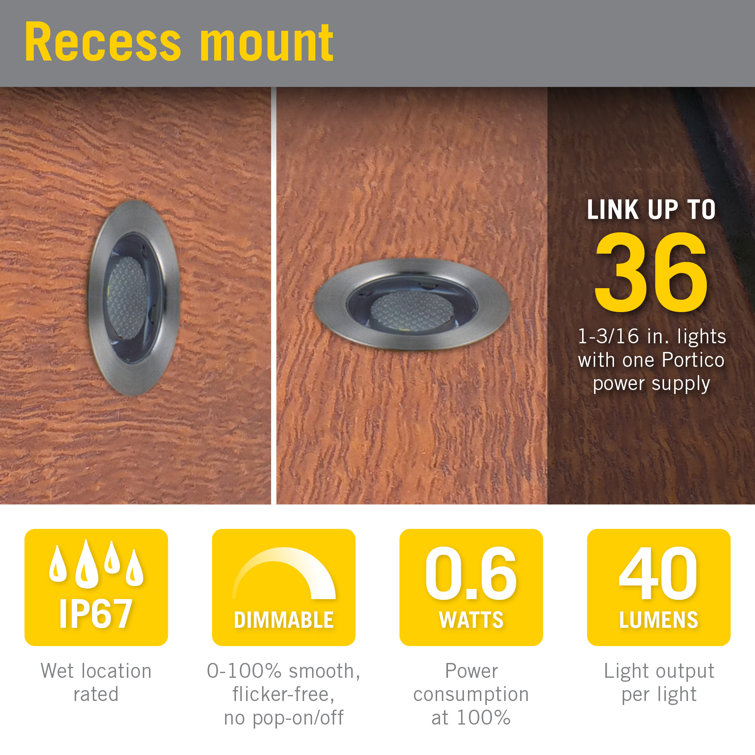 Portico Stainless Steel White Recessed Outdoor LED Puck Light