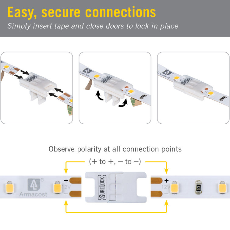 SureLock White LED Tape Light Splice Connector Pack