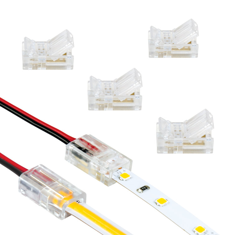 Clear Plastic 2 Pin LED Strip Light Connectors, 6 Pack