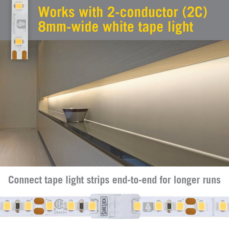 SureLock White LED Tape Light Splice Connector Pack
