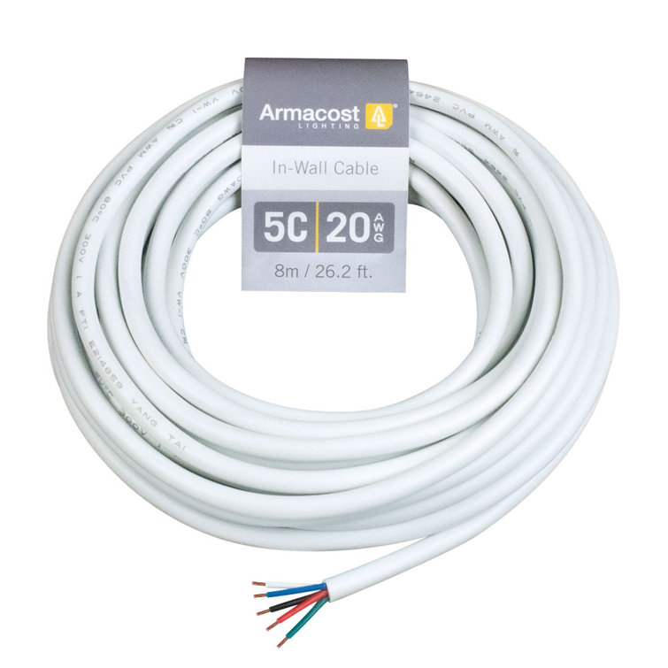 26 ft White PVC 20 AWG In-Wall Cable for LED Lighting