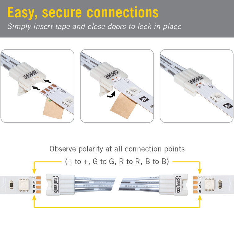 SureLock White RGB LED Tape Light Corner Connectors
