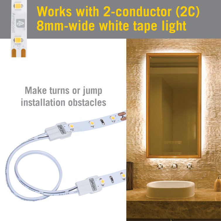 SureLock White LED Strip Light Wire Lead Connector, 5 Pack