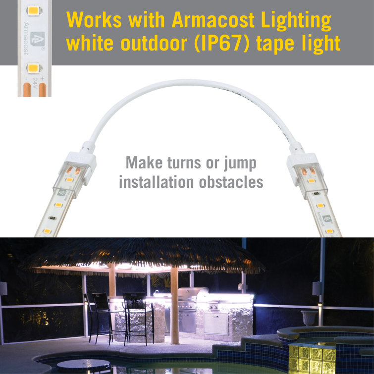 White Outdoor Electric LED Tape Light Connectors, 2 Pack