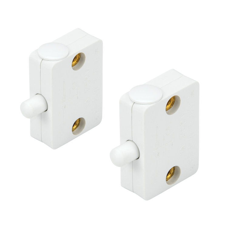White Cabinet Door LED Light Switch (2-Pack)