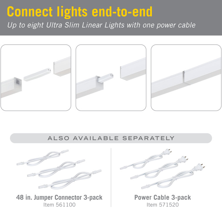 Ultra Slim White Plastic Linear Light Splice Connector, 5-Pack