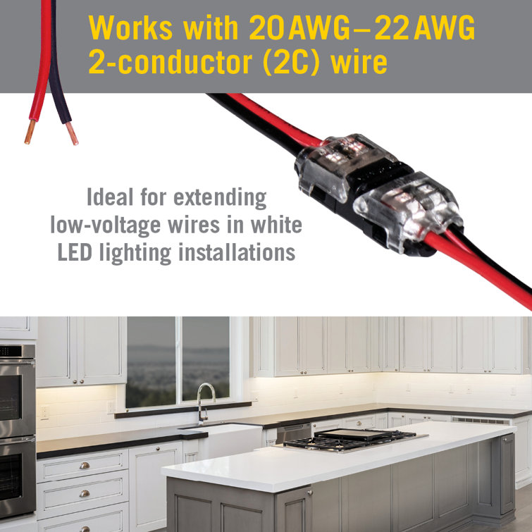 Clear and Black LED Tape Light Wire Connectors