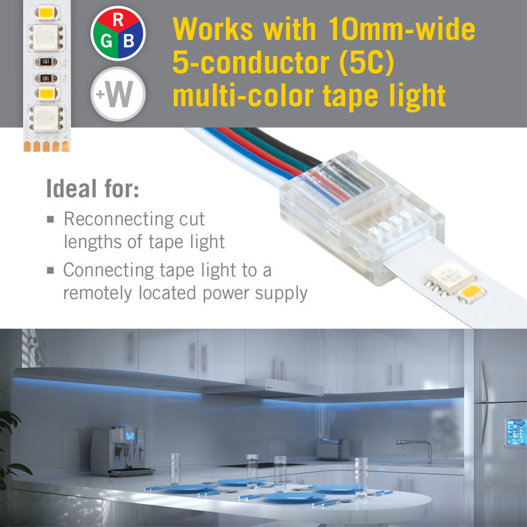 5-Pin Clear LED Strip Light RGB+W Wire Connectors, 6 Pack