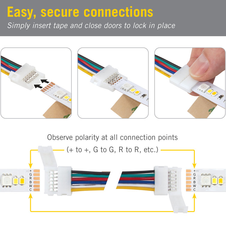 6 Inch RGB+WW LED Strip Light Tape to Tape Connector